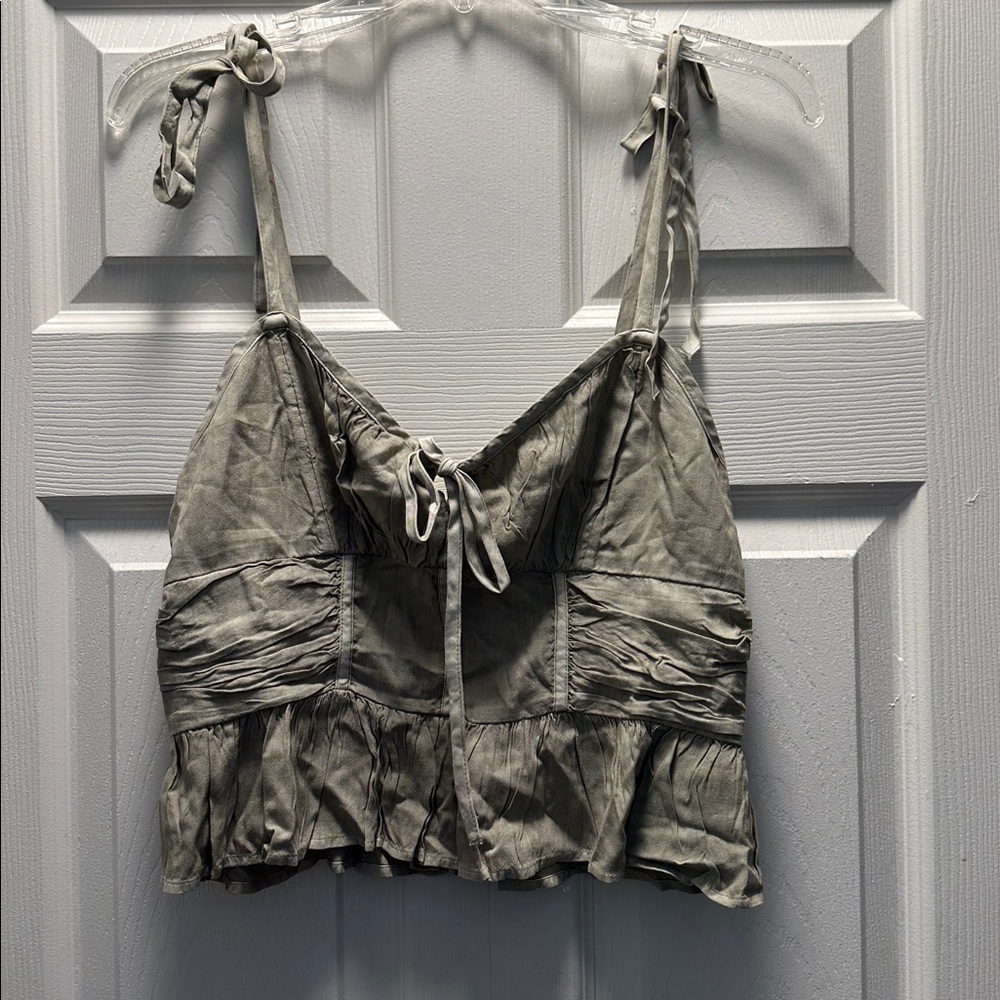 American Eagle Outfitters Cream Smocked Top